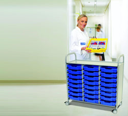 Gratnells Callero Triple Cart in Silver w/ 24 Shallow F1 Trays (GRA-SSET0344)
