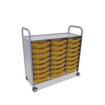 Gratnells Callero Triple Cart in Silver w/ 24 Shallow F1 Trays (GRA - SSET0344) - SchoolOutlet