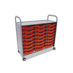 Gratnells Callero Triple Cart in Silver w/ 24 Shallow F1 Trays (GRA - SSET0344) - SchoolOutlet