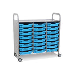 Gratnells Callero Triple Cart in Silver w/ 24 Shallow F1 Trays (GRA - SSET0344) - SchoolOutlet