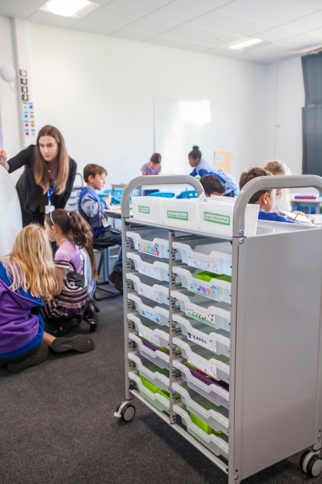 Gratnells Callero Double Cart with 16 Shallow Trays (GRA - SSET0544) - SchoolOutlet