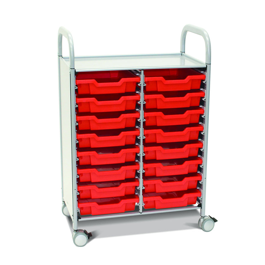 Gratnells Callero Double Cart with 16 Shallow Trays (GRA - SSET0544) - SchoolOutlet