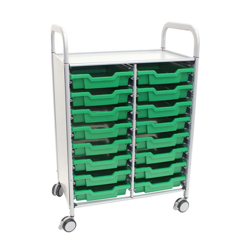 Gratnells Callero Double Cart with 16 Shallow Trays (GRA - SSET0544) - SchoolOutlet
