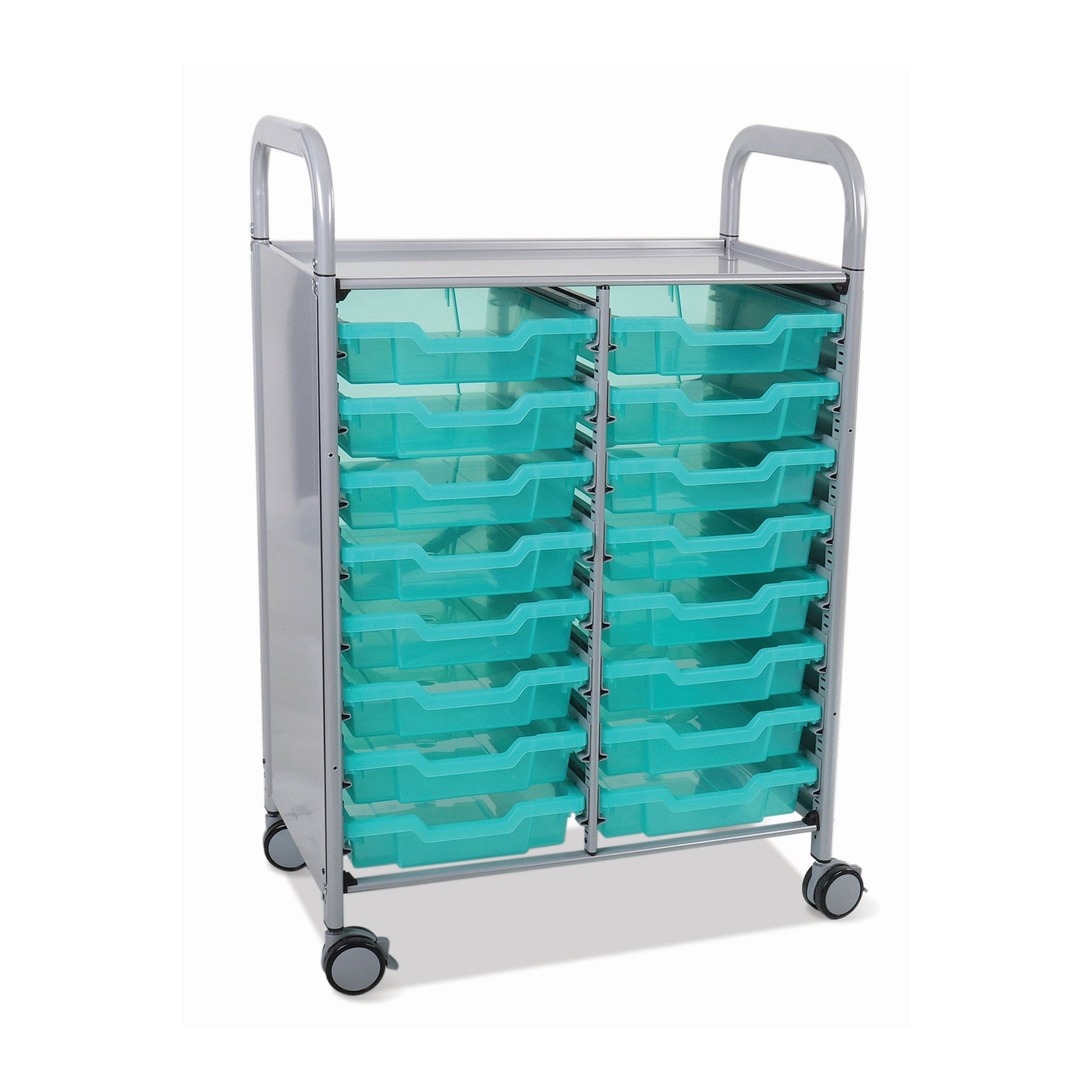 Gratnells Callero Double Cart with 16 Shallow Trays (GRA - SSET0544) - SchoolOutlet