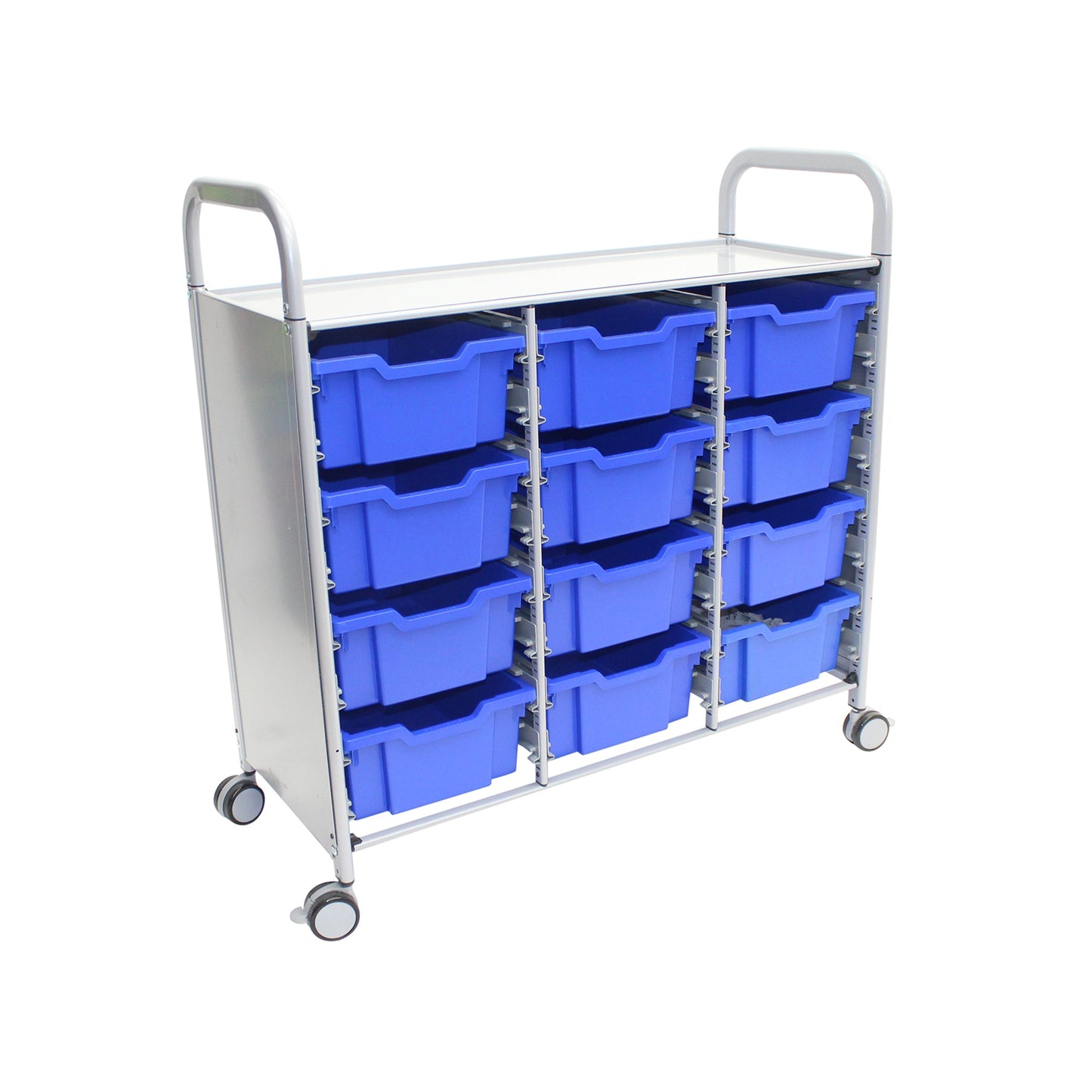 Gratnells Callero Triple Cart in Silver with 12 Deep F2 Trays (GRA - SSET0744) - SchoolOutlet