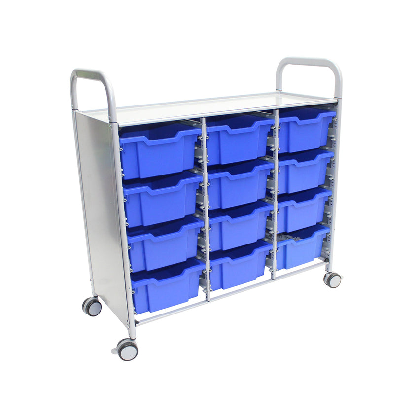 Gratnells Callero Triple Cart in Silver with 12 Deep F2 Trays (GRA - SSET0744) - SchoolOutlet