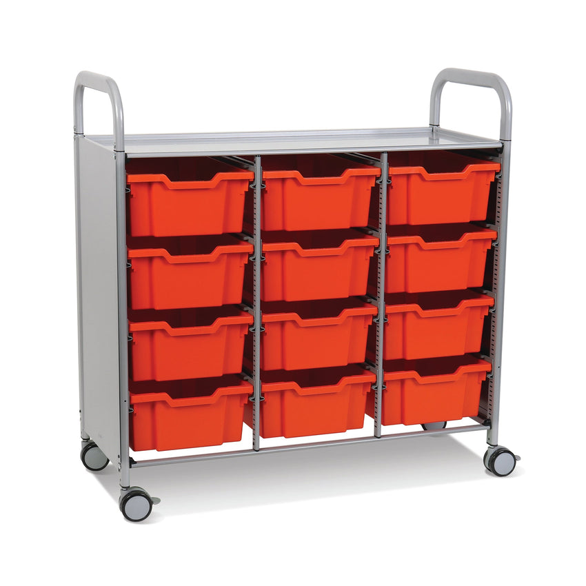 Gratnells Callero Triple Cart in Silver with 12 Deep F2 Trays (GRA - SSET0744) - SchoolOutlet