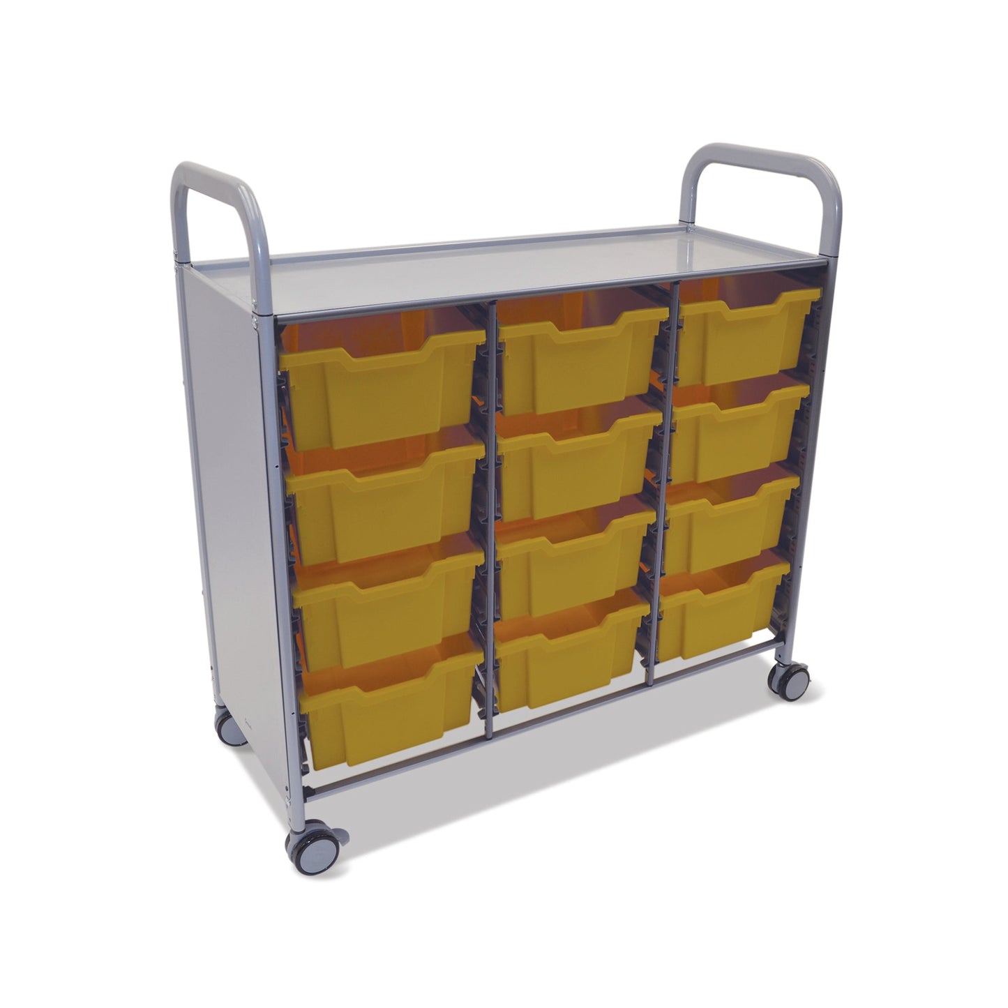 Gratnells Callero Triple Cart in Silver with 12 Deep F2 Trays (GRA - SSET0744) - SchoolOutlet