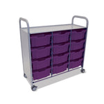 Gratnells Callero Triple Cart in Silver with 12 Deep F2 Trays (GRA - SSET0744) - SchoolOutlet