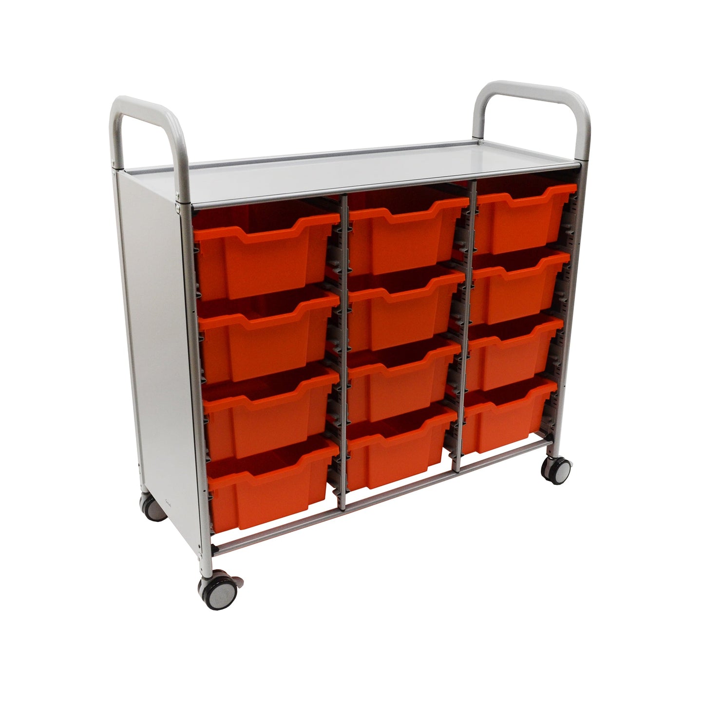 Gratnells Callero Triple Cart in Silver with 12 Deep F2 Trays (GRA - SSET0744) - SchoolOutlet