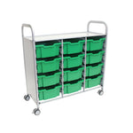 Gratnells Callero Triple Cart in Silver with 12 Deep F2 Trays (GRA - SSET0744) - SchoolOutlet