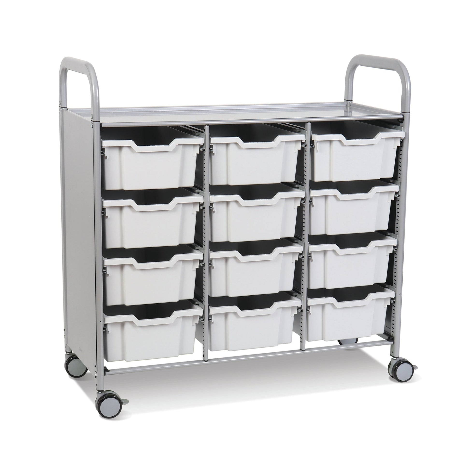 Gratnells Callero Triple Cart in Silver with 12 Deep F2 Trays (GRA - SSET0744) - SchoolOutlet