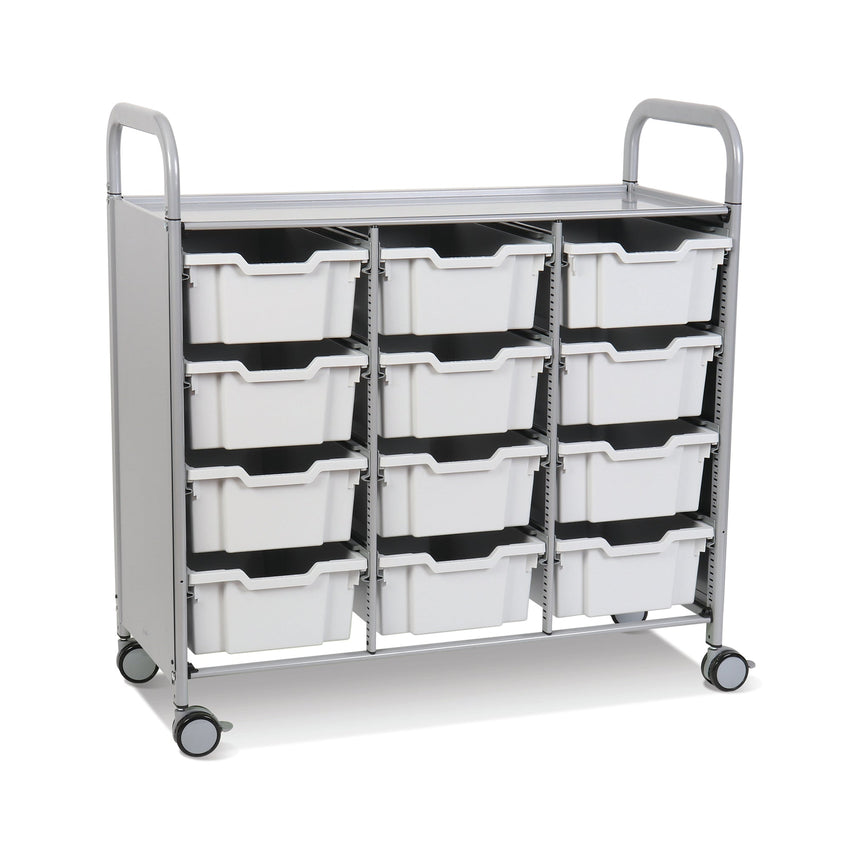 Gratnells Callero Triple Cart in Silver with 12 Deep F2 Trays (GRA - SSET0744) - SchoolOutlet