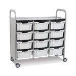 Gratnells Callero Triple Cart in Silver with 12 Deep F2 Trays (GRA - SSET0744) - SchoolOutlet