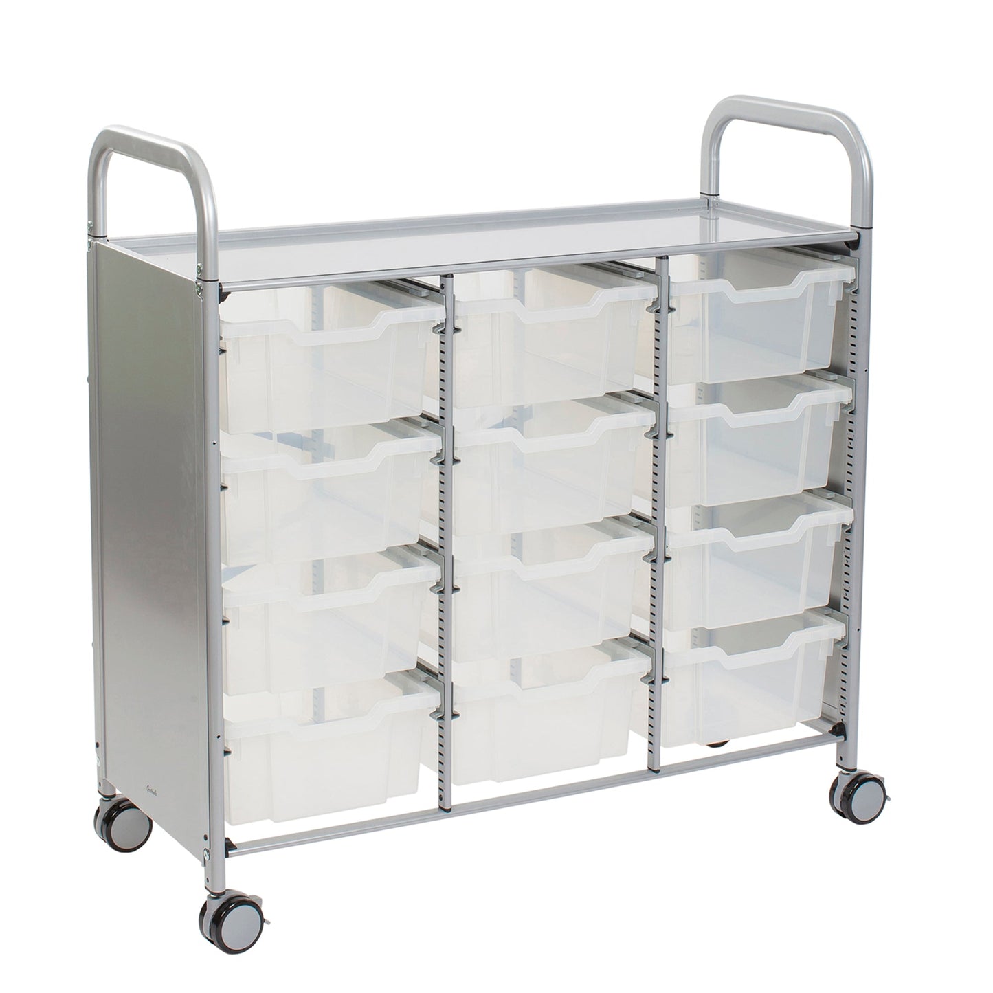 Gratnells Callero Triple Cart in Silver with 12 Deep F2 Trays (GRA - SSET0744) - SchoolOutlet