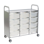 Gratnells Callero Triple Cart in Silver with 12 Deep F2 Trays (GRA - SSET0744) - SchoolOutlet