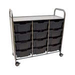Gratnells Callero Triple Cart in Silver with 12 Deep F2 Trays (GRA - SSET0744) - SchoolOutlet