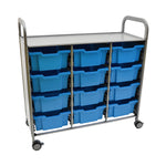 Gratnells Callero Triple Cart in Silver with 12 Deep F2 Trays (GRA - SSET0744) - SchoolOutlet