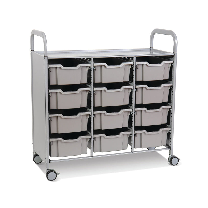 Gratnells Callero Triple Cart in Silver with 12 Deep F2 Trays (GRA - SSET0744) - SchoolOutlet