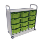 Gratnells Callero Triple Cart in Silver with 12 Deep F2 Trays (GRA - SSET0744) - SchoolOutlet