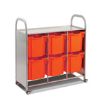 Gratnells Callero Triple Cart in Silver with 6 Jumbo F3 Trays (GRA - SSET0844) - SchoolOutlet