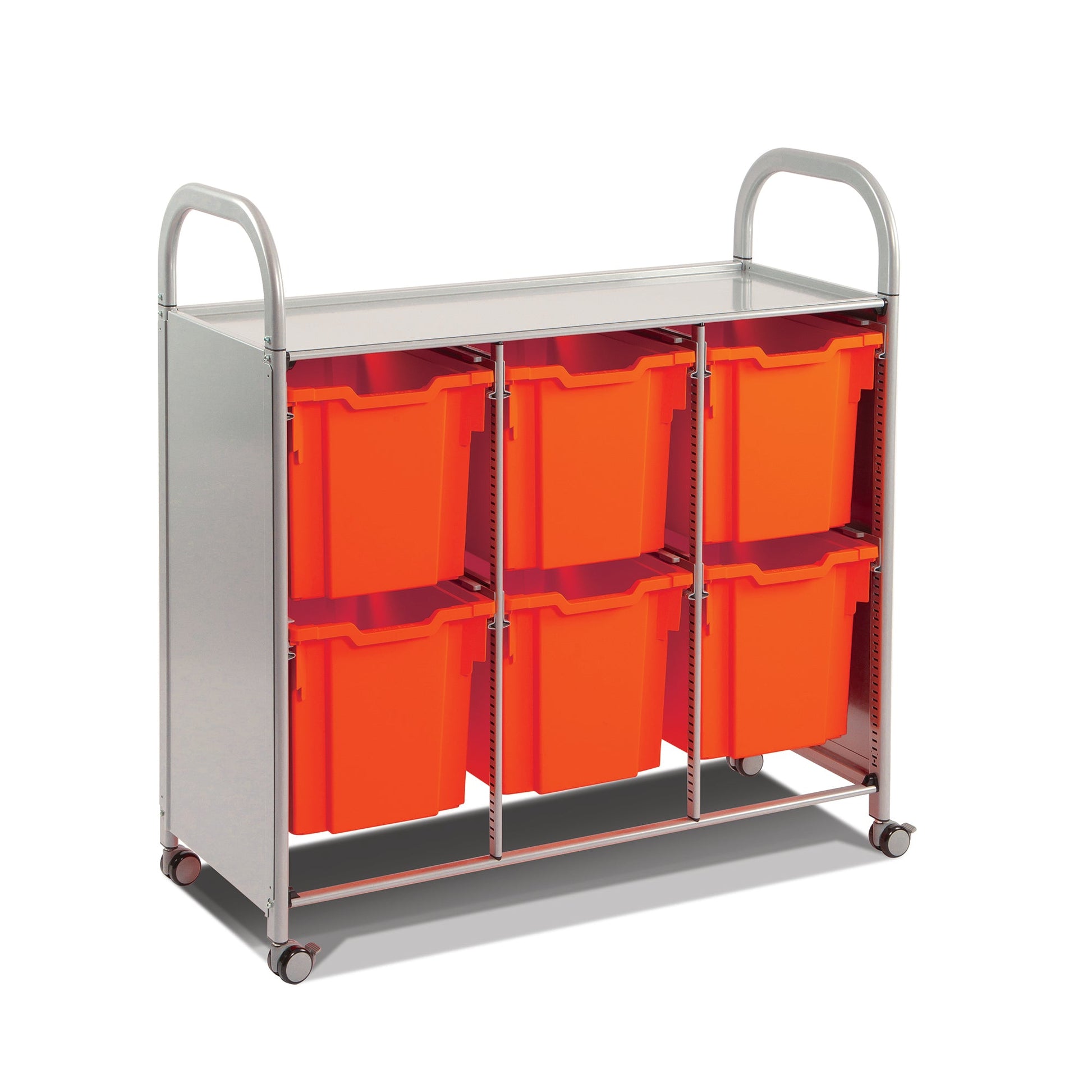 Gratnells Callero Triple Cart in Silver with 6 Jumbo F3 Trays (GRA - SSET0844) - SchoolOutlet