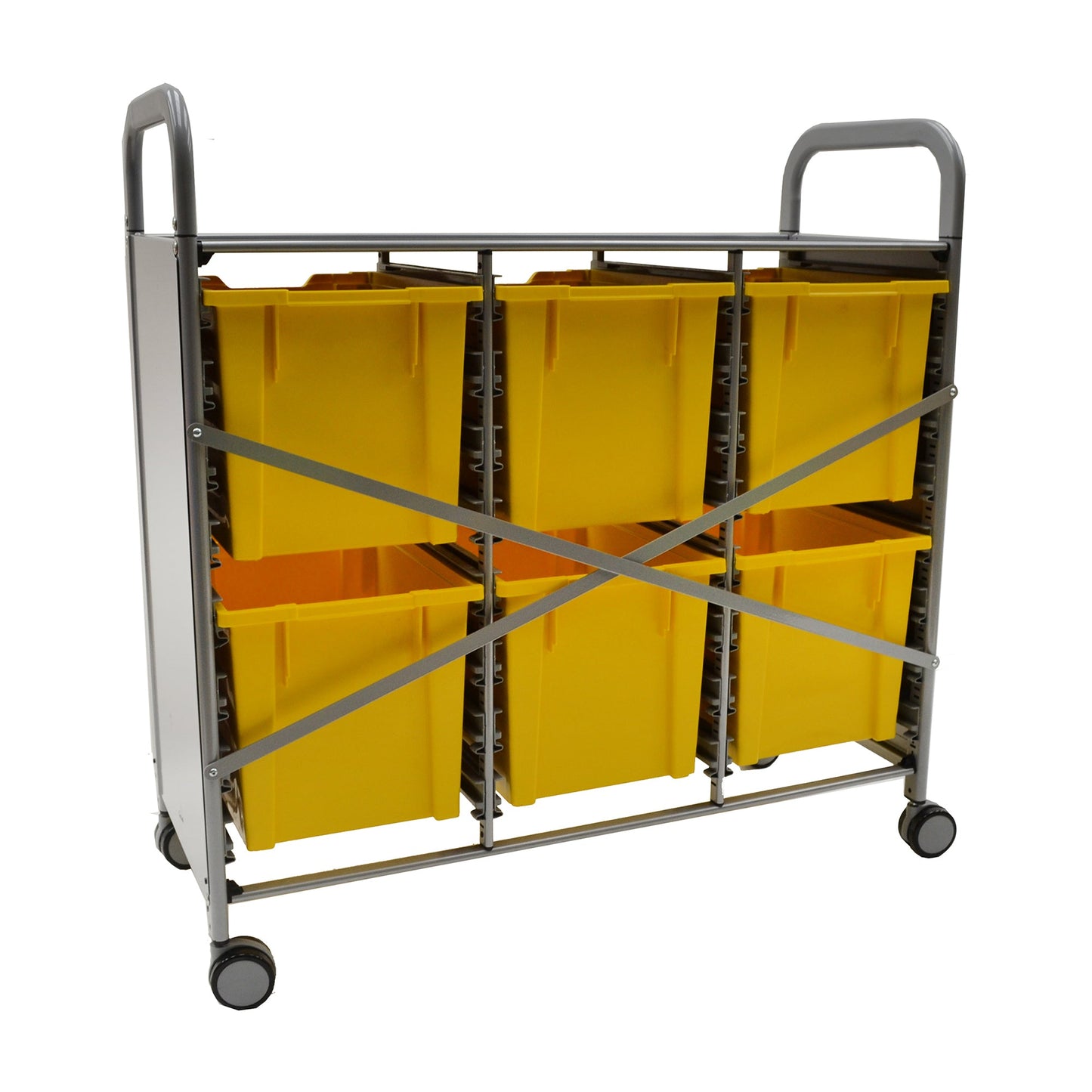 Gratnells Callero Triple Cart in Silver with 6 Jumbo F3 Trays (GRA - SSET0844) - SchoolOutlet
