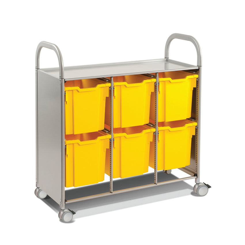 Gratnells Callero Triple Cart in Silver with 6 Jumbo F3 Trays (GRA - SSET0844) - SchoolOutlet