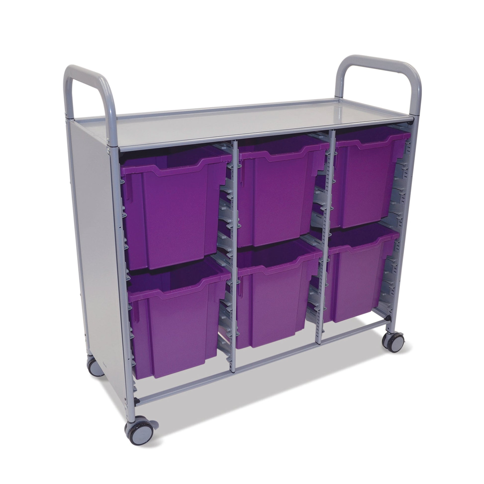Gratnells Callero Triple Cart in Silver with 6 Jumbo F3 Trays (GRA - SSET0844) - SchoolOutlet