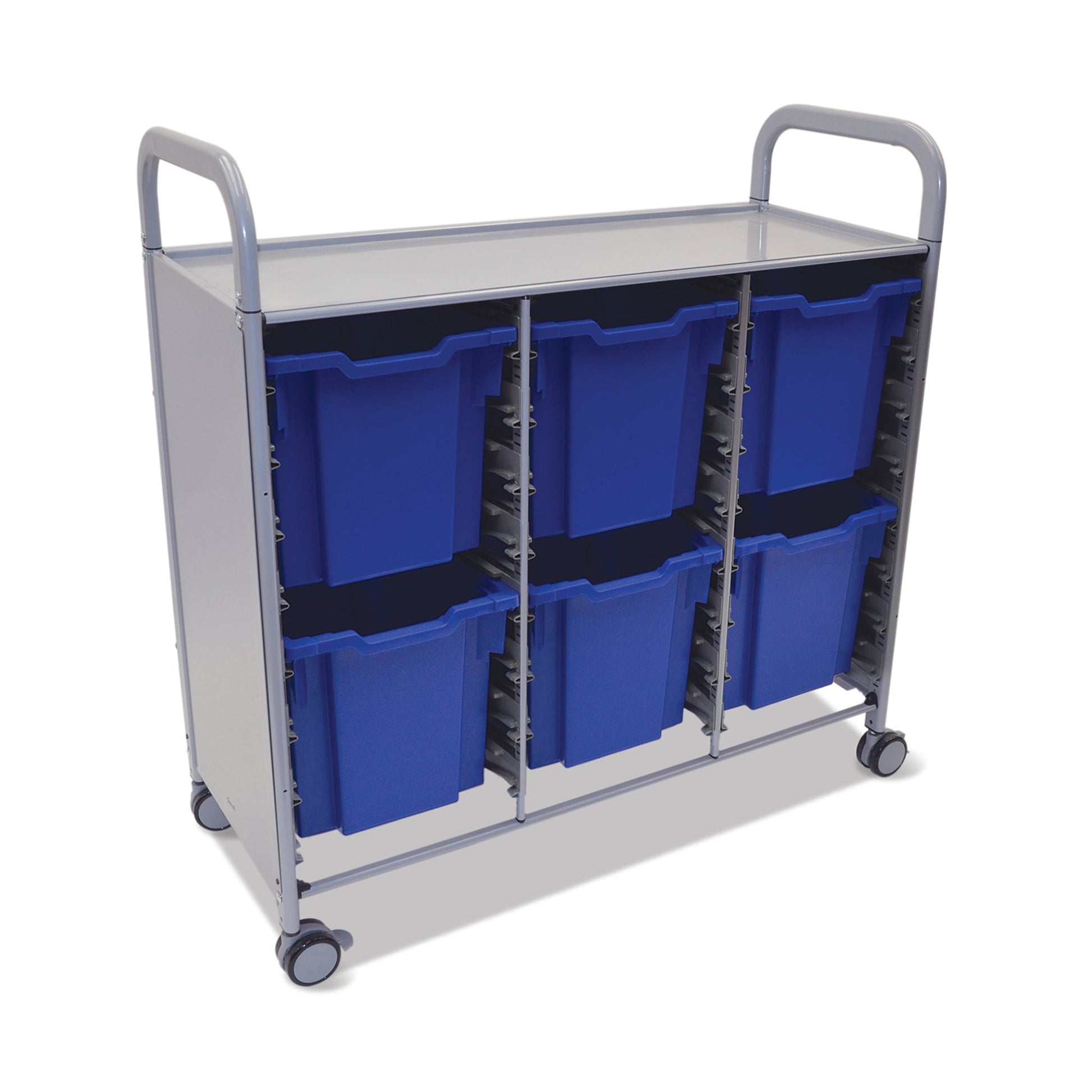 Gratnells Callero Triple Cart in Silver with 6 Jumbo F3 Trays (GRA - SSET0844) - SchoolOutlet