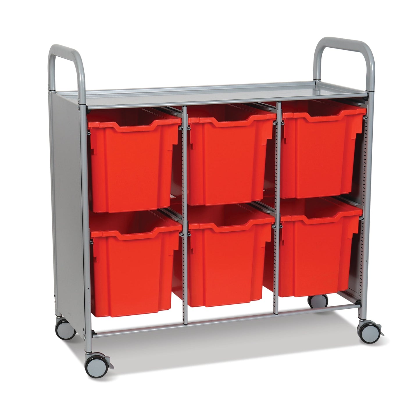 Gratnells Callero Triple Cart in Silver with 6 Jumbo F3 Trays (GRA - SSET0844) - SchoolOutlet