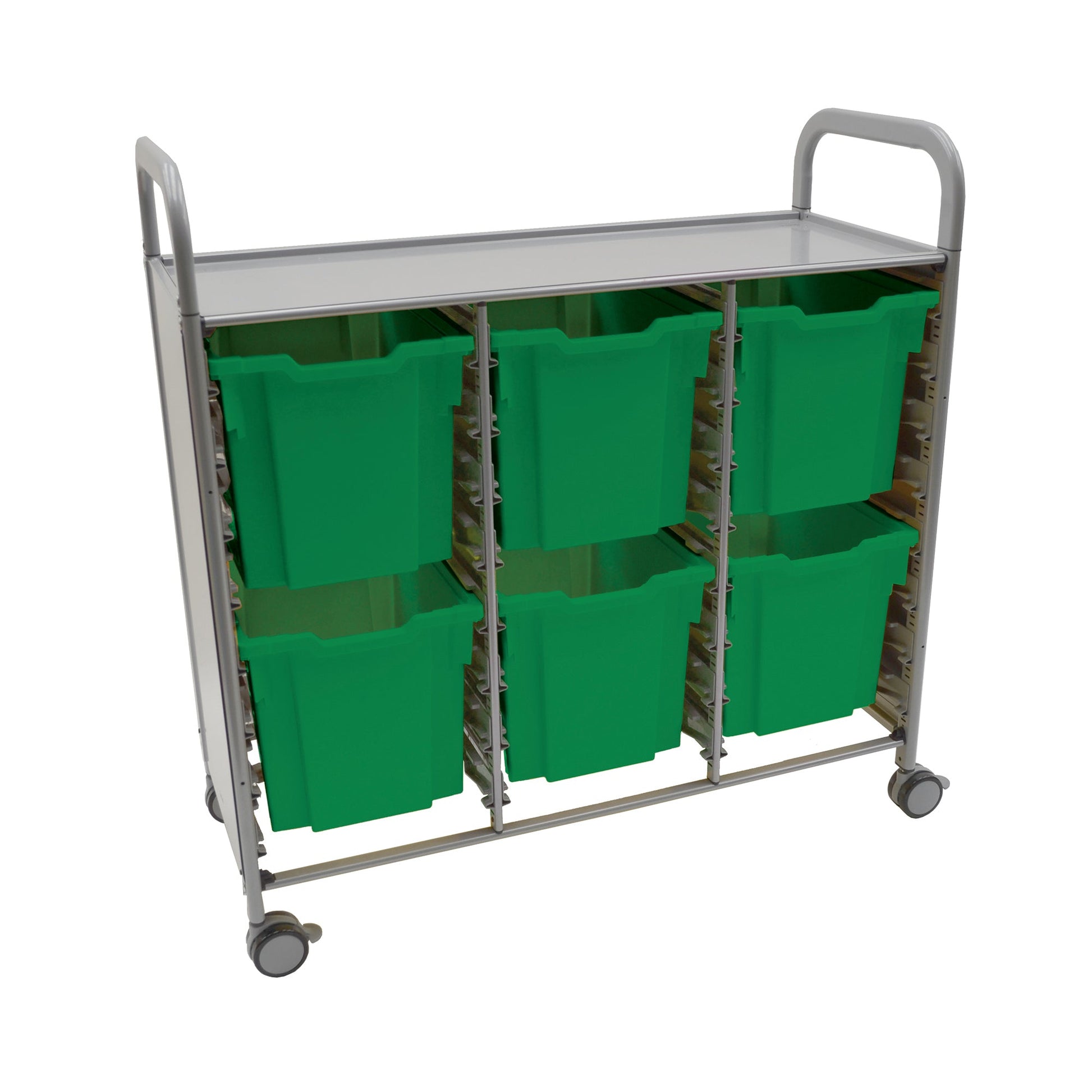 Gratnells Callero Triple Cart in Silver with 6 Jumbo F3 Trays (GRA - SSET0844) - SchoolOutlet