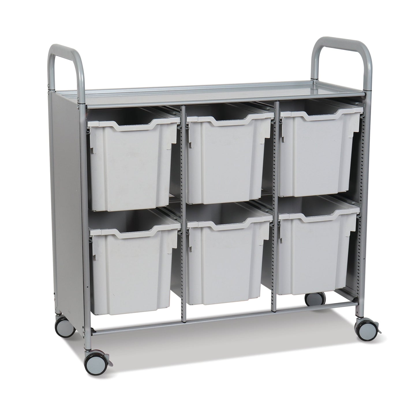 Gratnells Callero Triple Cart in Silver with 6 Jumbo F3 Trays (GRA - SSET0844) - SchoolOutlet