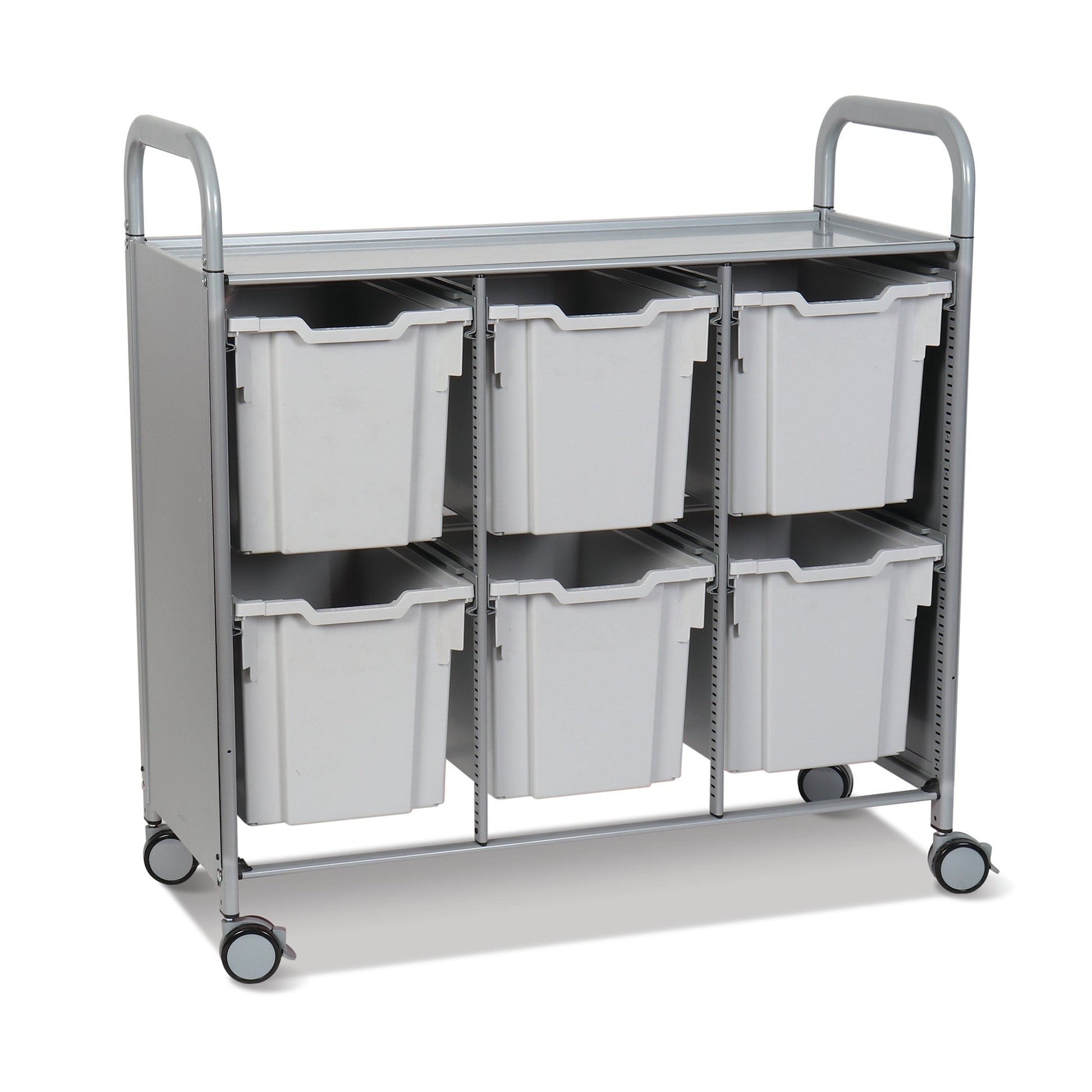 Gratnells Callero Triple Cart in Silver with 6 Jumbo F3 Trays (GRA - SSET0844) - SchoolOutlet