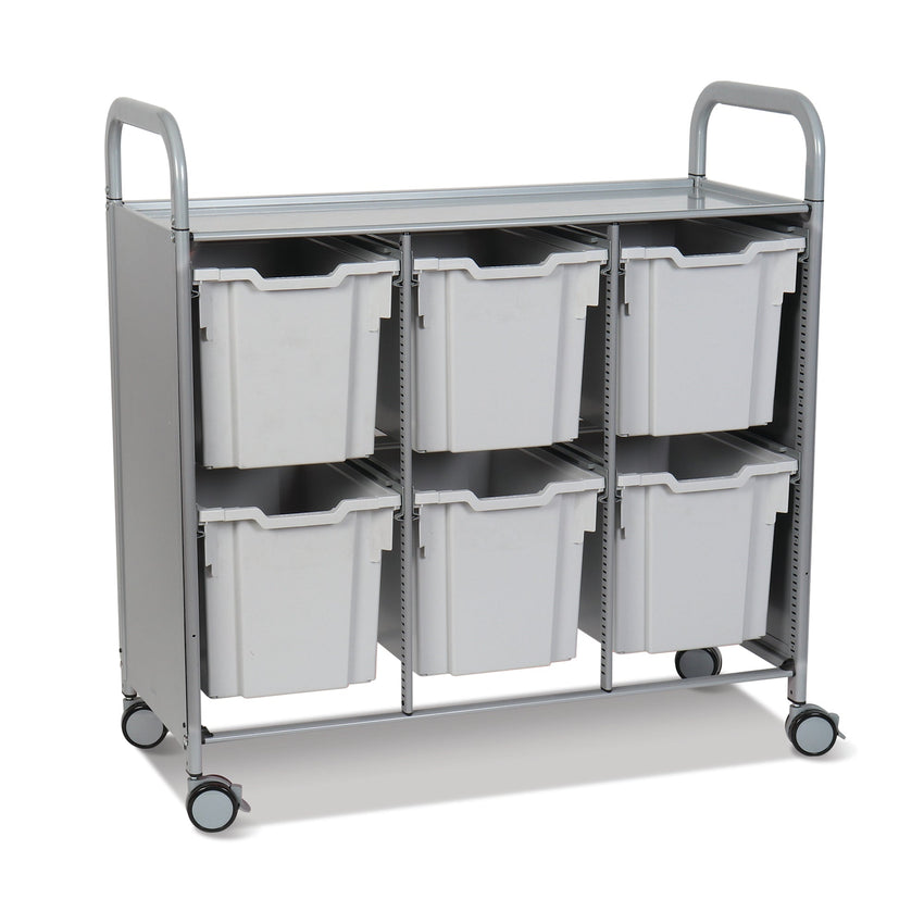 Gratnells Callero Triple Cart in Silver with 6 Jumbo F3 Trays (GRA - SSET0844) - SchoolOutlet