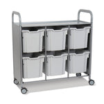 Gratnells Callero Triple Cart in Silver with 6 Jumbo F3 Trays (GRA - SSET0844) - SchoolOutlet