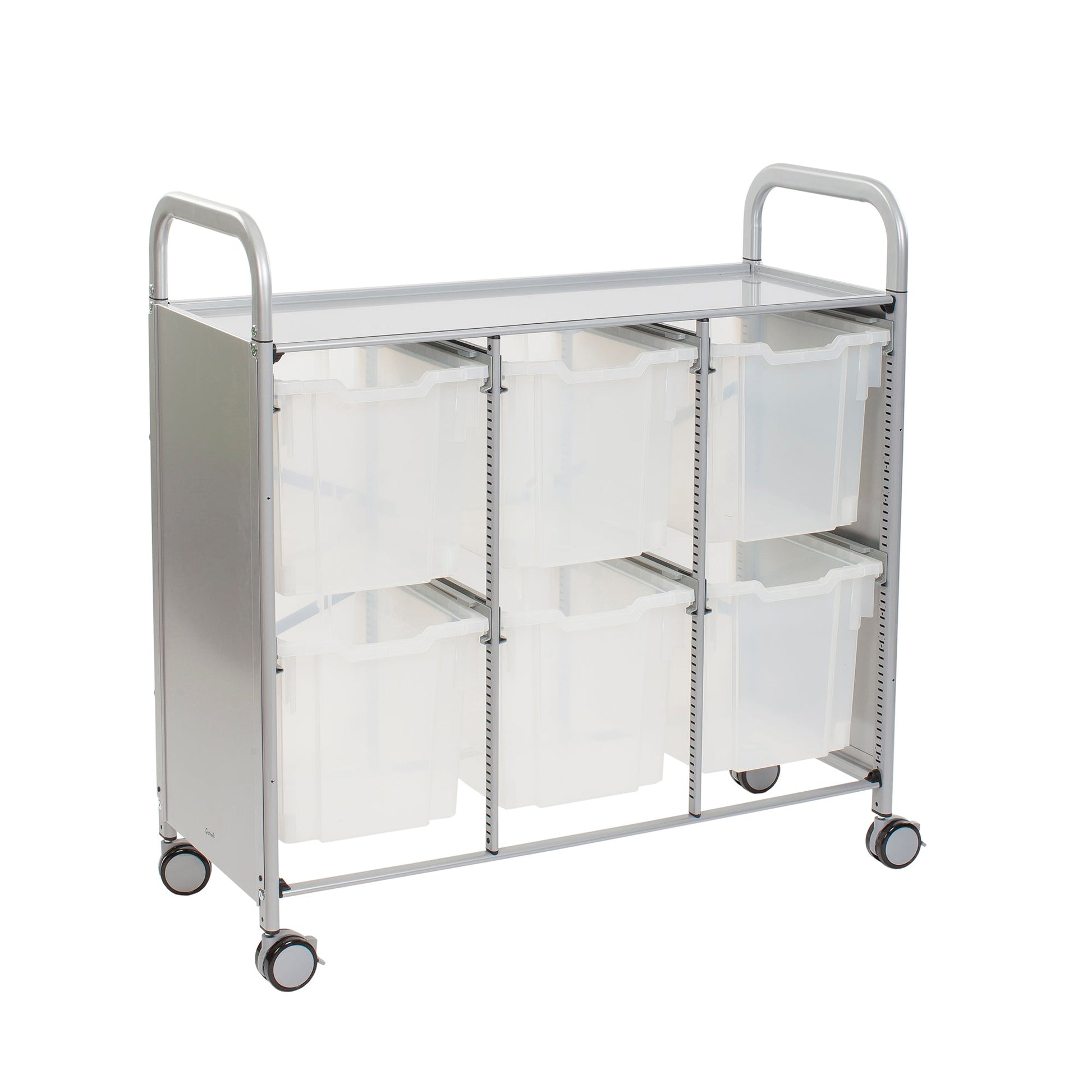 Gratnells Callero Triple Cart in Silver with 6 Jumbo F3 Trays (GRA - SSET0844) - SchoolOutlet