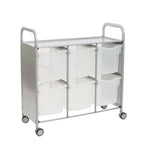 Gratnells Callero Triple Cart in Silver with 6 Jumbo F3 Trays (GRA - SSET0844) - SchoolOutlet