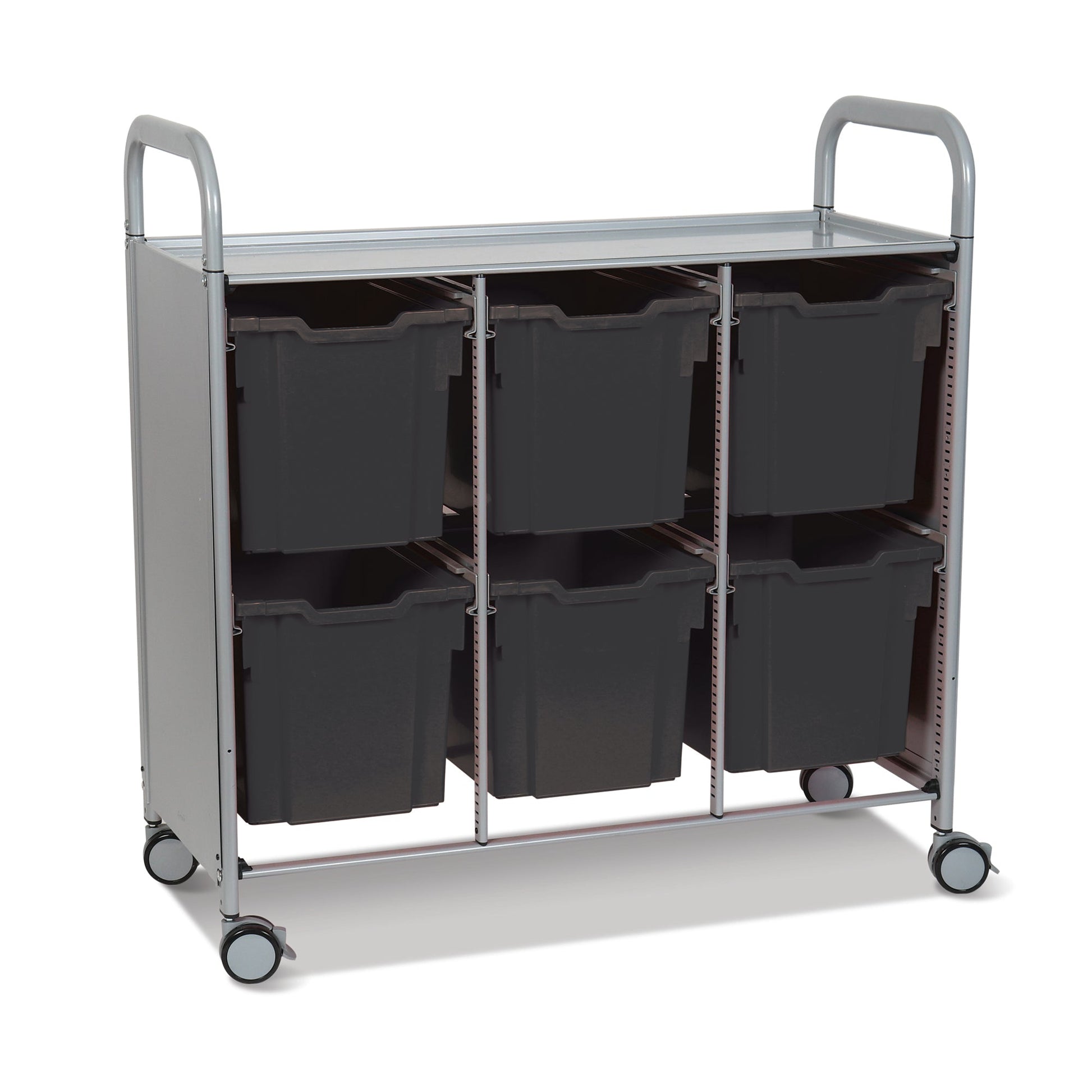 Gratnells Callero Triple Cart in Silver with 6 Jumbo F3 Trays (GRA - SSET0844) - SchoolOutlet