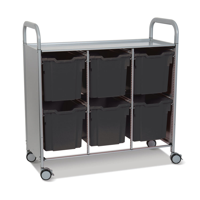 Gratnells Callero Triple Cart in Silver with 6 Jumbo F3 Trays (GRA - SSET0844) - SchoolOutlet