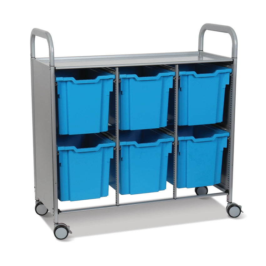 Gratnells Callero Triple Cart in Silver with 6 Jumbo F3 Trays (GRA - SSET0844) - SchoolOutlet