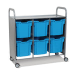 Gratnells Callero Triple Cart in Silver with 6 Jumbo F3 Trays (GRA - SSET0844) - SchoolOutlet