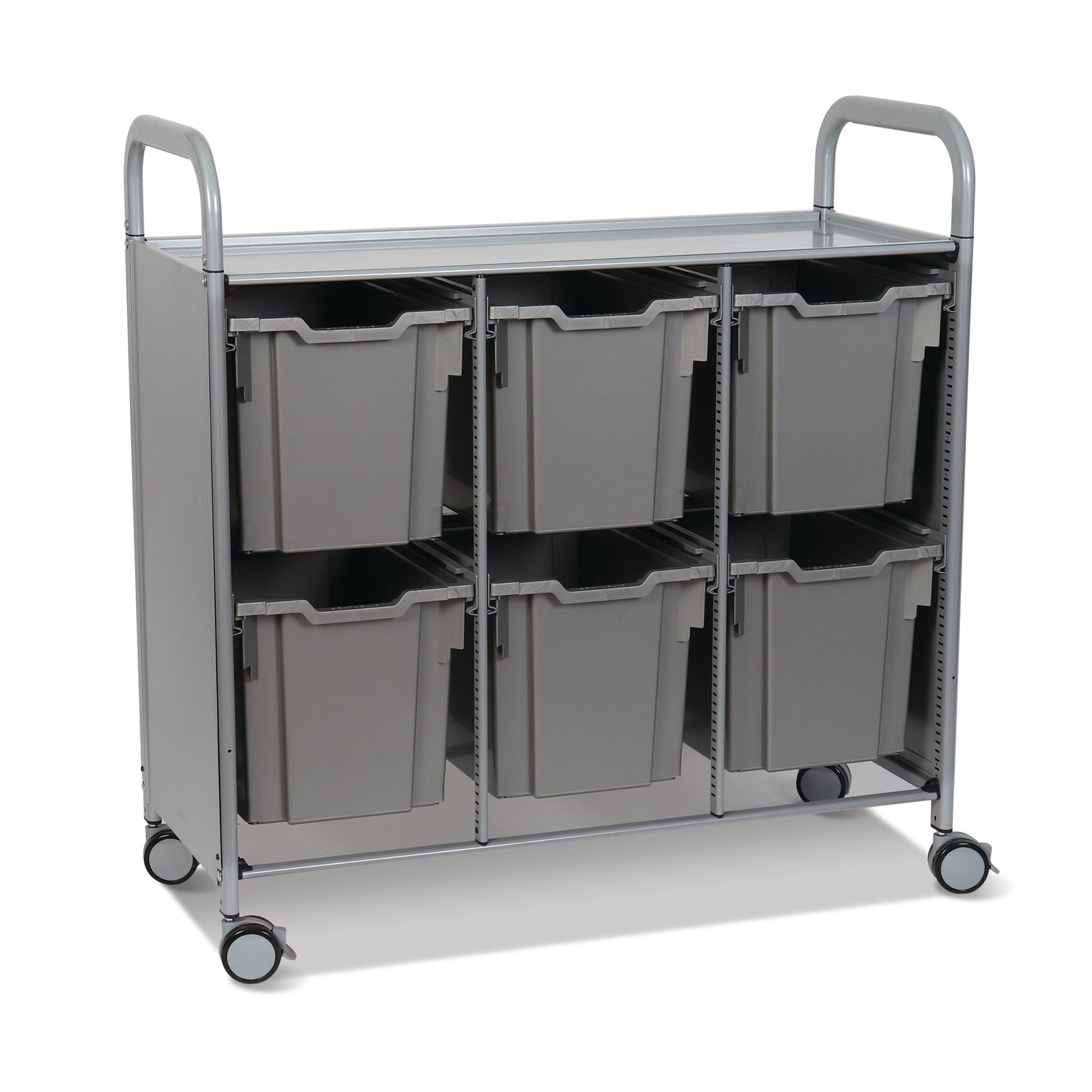 Gratnells Callero Triple Cart in Silver with 6 Jumbo F3 Trays (GRA - SSET0844) - SchoolOutlet