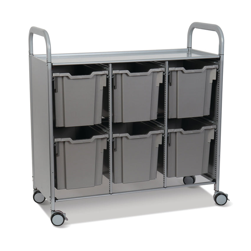 Gratnells Callero Triple Cart in Silver with 6 Jumbo F3 Trays (GRA - SSET0844) - SchoolOutlet