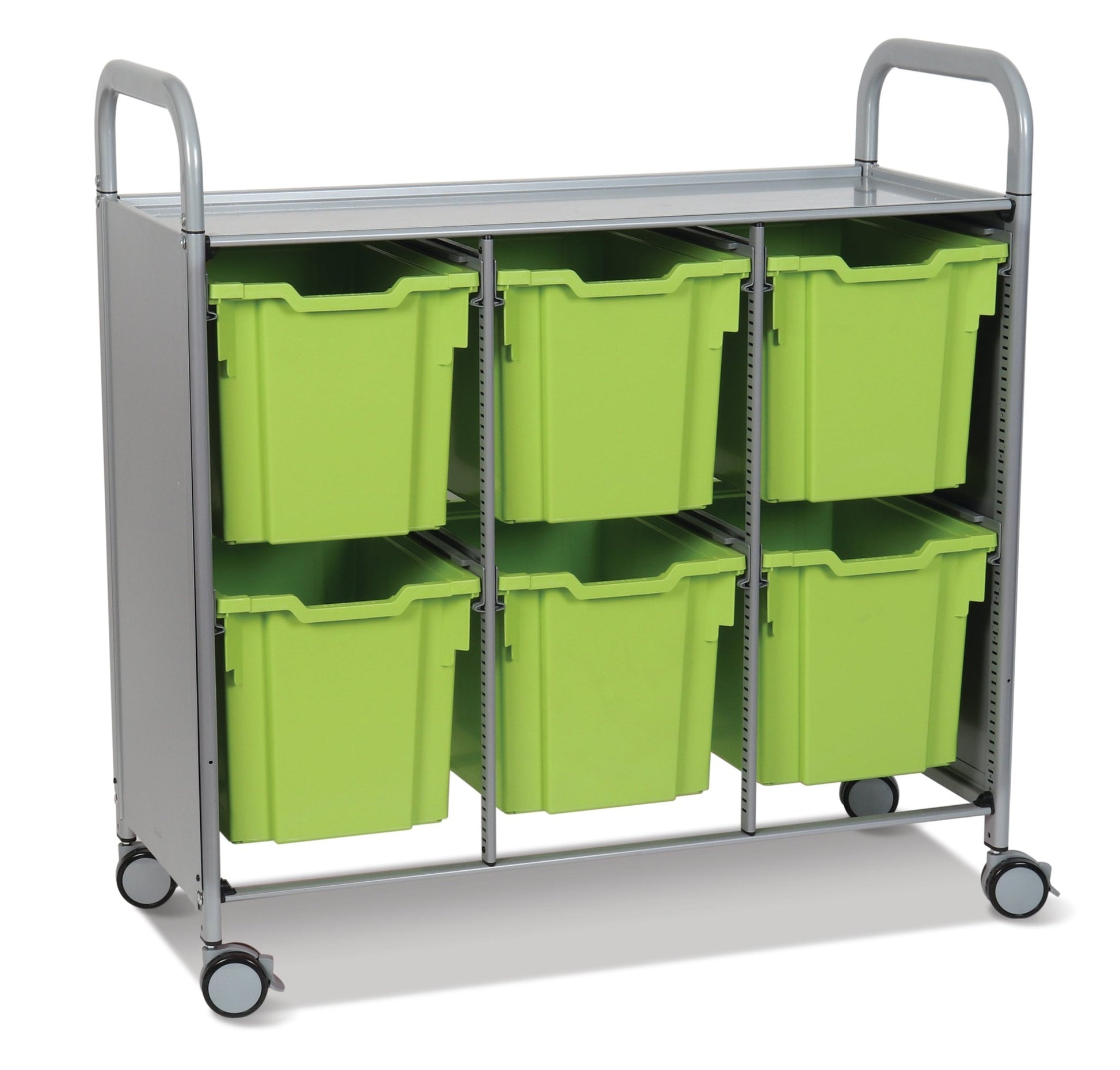 Gratnells Callero Triple Cart in Silver with 6 Jumbo F3 Trays (GRA - SSET0844) - SchoolOutlet