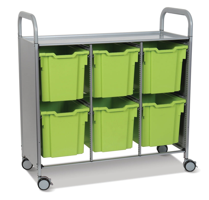 Gratnells Callero Triple Cart in Silver with 6 Jumbo F3 Trays (GRA - SSET0844) - SchoolOutlet