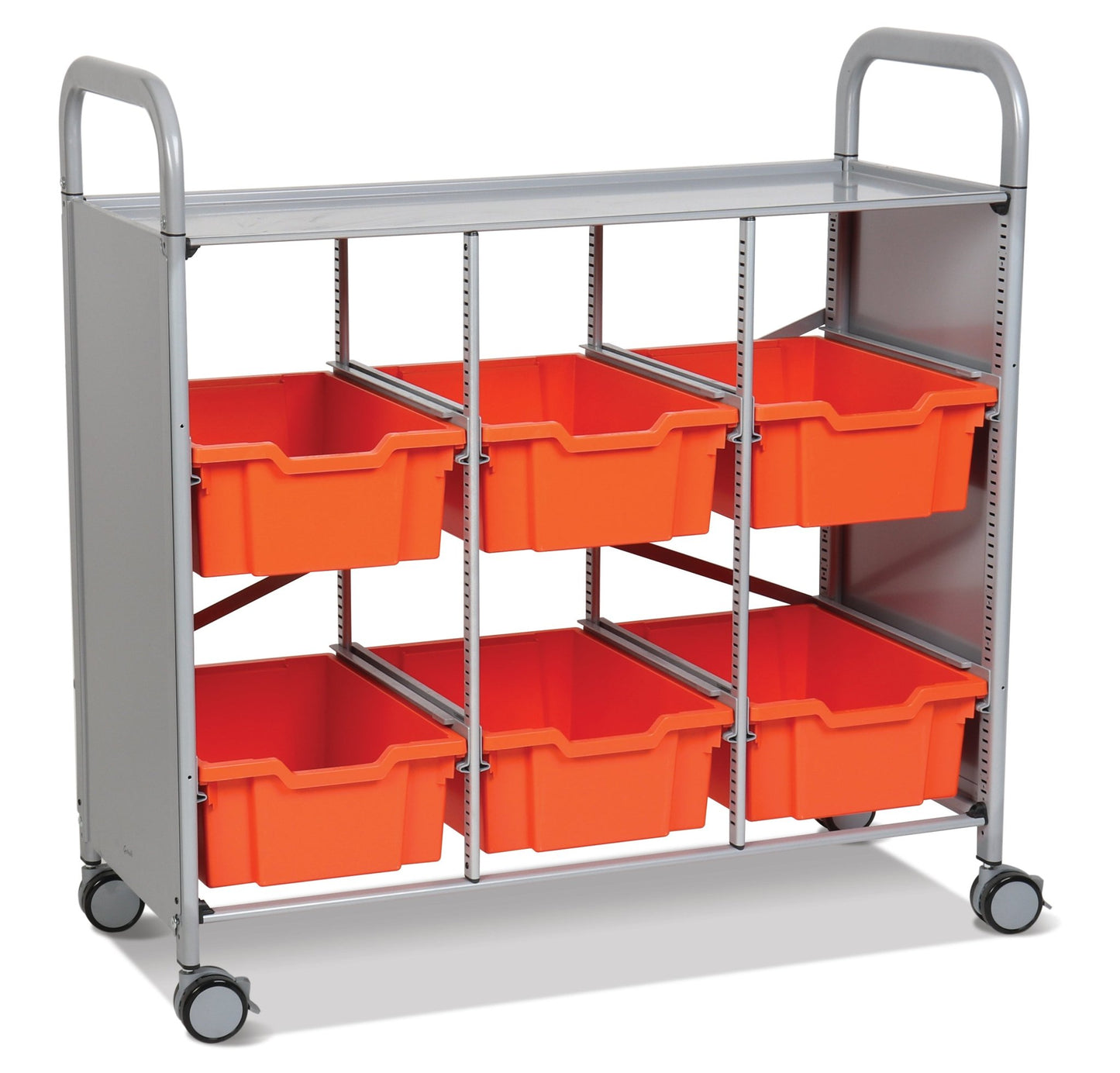 Gratnells Callero Library Cart in Silver with 6 Deep F2 Trays (GRA - SSET1644) - SchoolOutlet