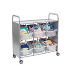 Gratnells Callero Library Cart in Silver with 6 Deep F2 Trays (GRA - SSET1644) - SchoolOutlet