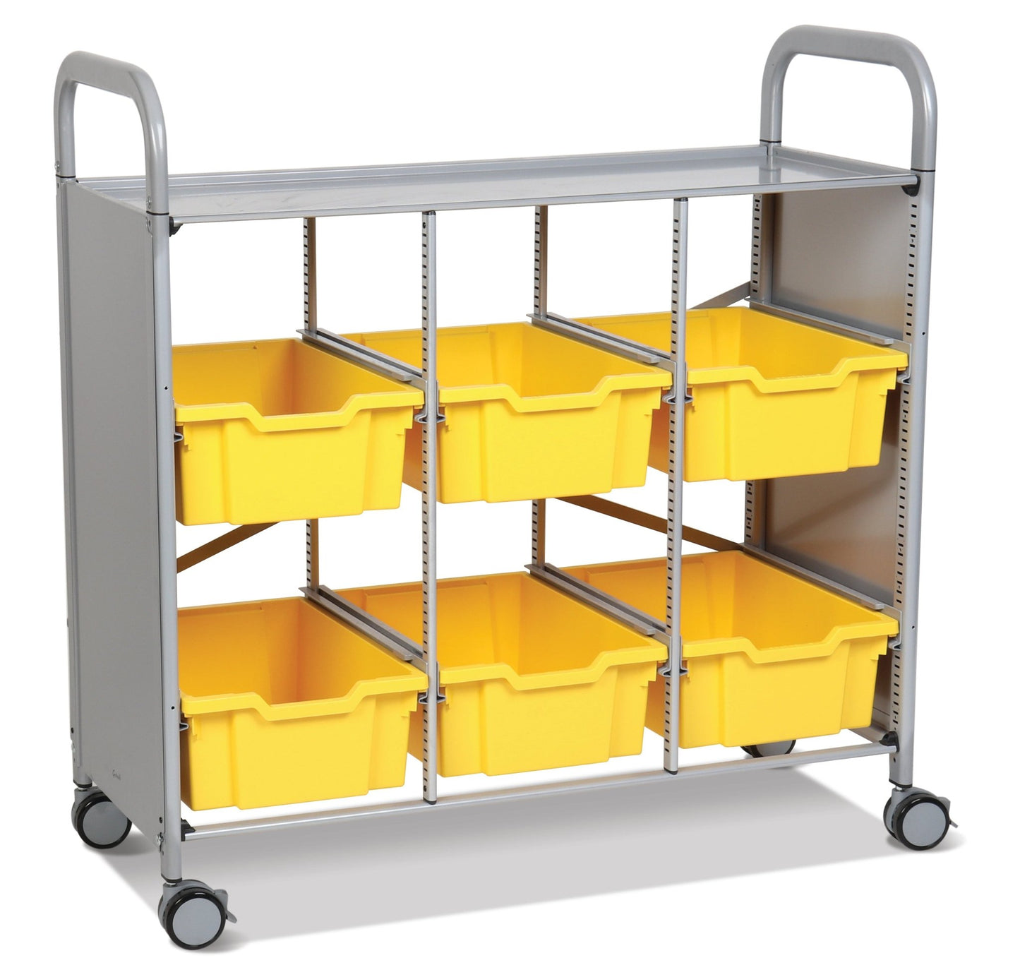 Gratnells Callero Library Cart in Silver with 6 Deep F2 Trays (GRA - SSET1644) - SchoolOutlet