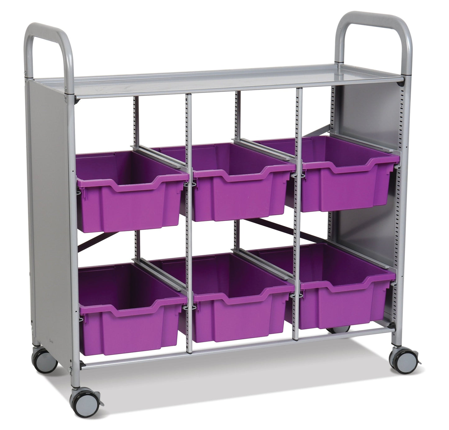 Gratnells Callero Library Cart in Silver with 6 Deep F2 Trays (GRA - SSET1644) - SchoolOutlet